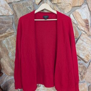Charter Club Red Cashmere Open-Front Cardigan Medium Holiday